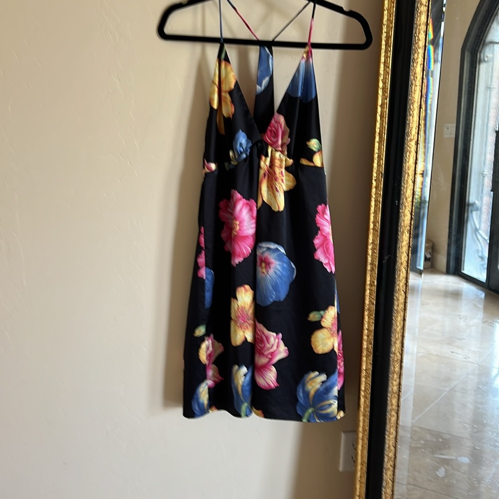 Holly Morgan Floral Halter 100% Silk Floral Dress